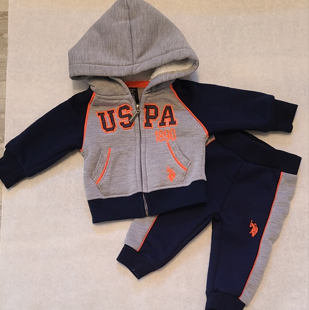 U.S Polo Assn. grey/navy sweatsuit